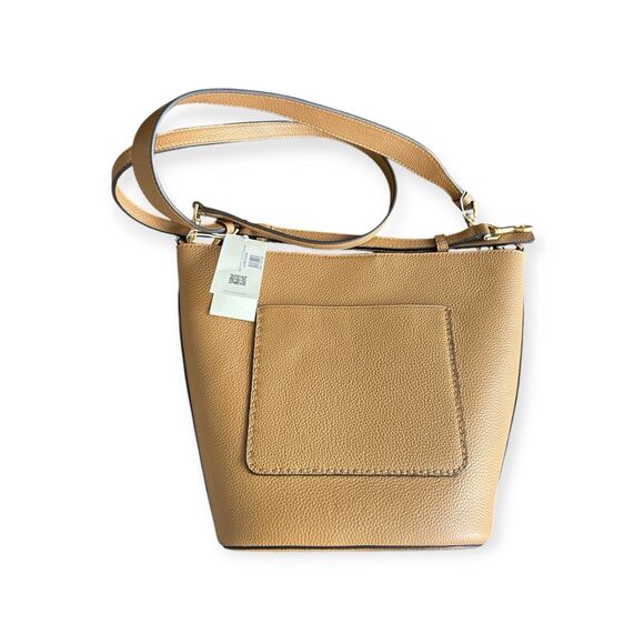 Tory Burch McGraw Tiramisu Tan Leather Bucket Tote/Shoulder Bag Authentic New - Picture 3 of 7